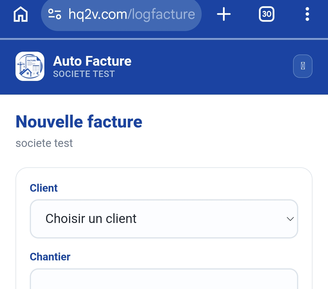Écran Auto Facture